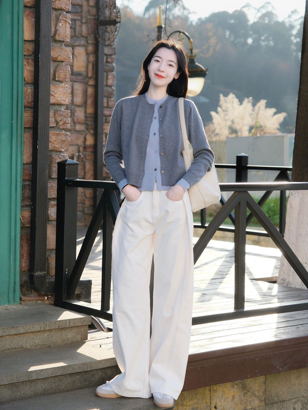 【简易人生】撞色假两件开衫上衣女简约气质网红炸街套装琥珀流光风