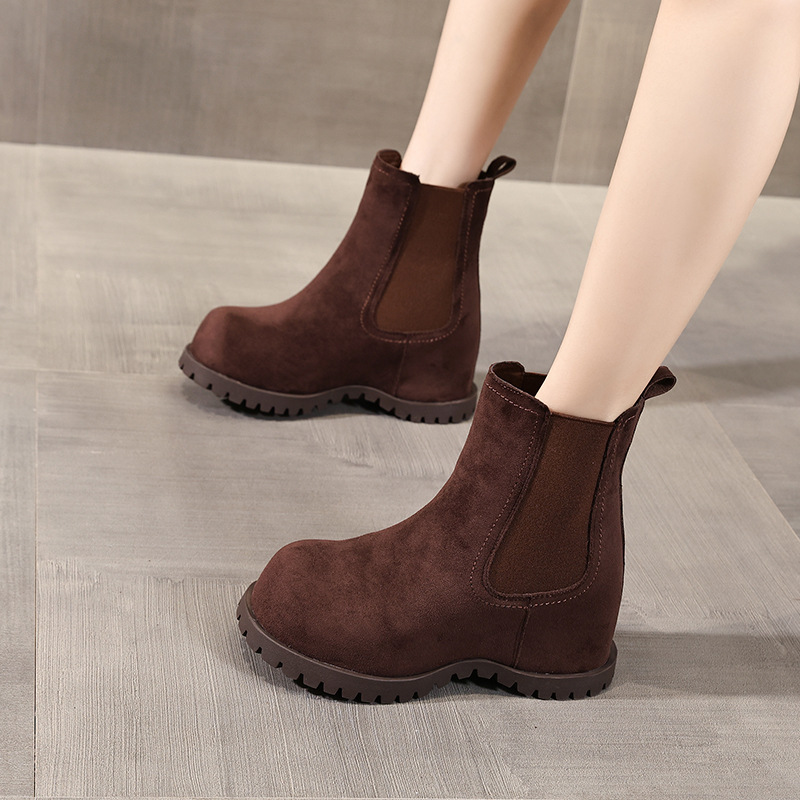 【增高9CM】厚底复古洋气马丁靴子女2025秋冬季新款切尔西短靴时尚