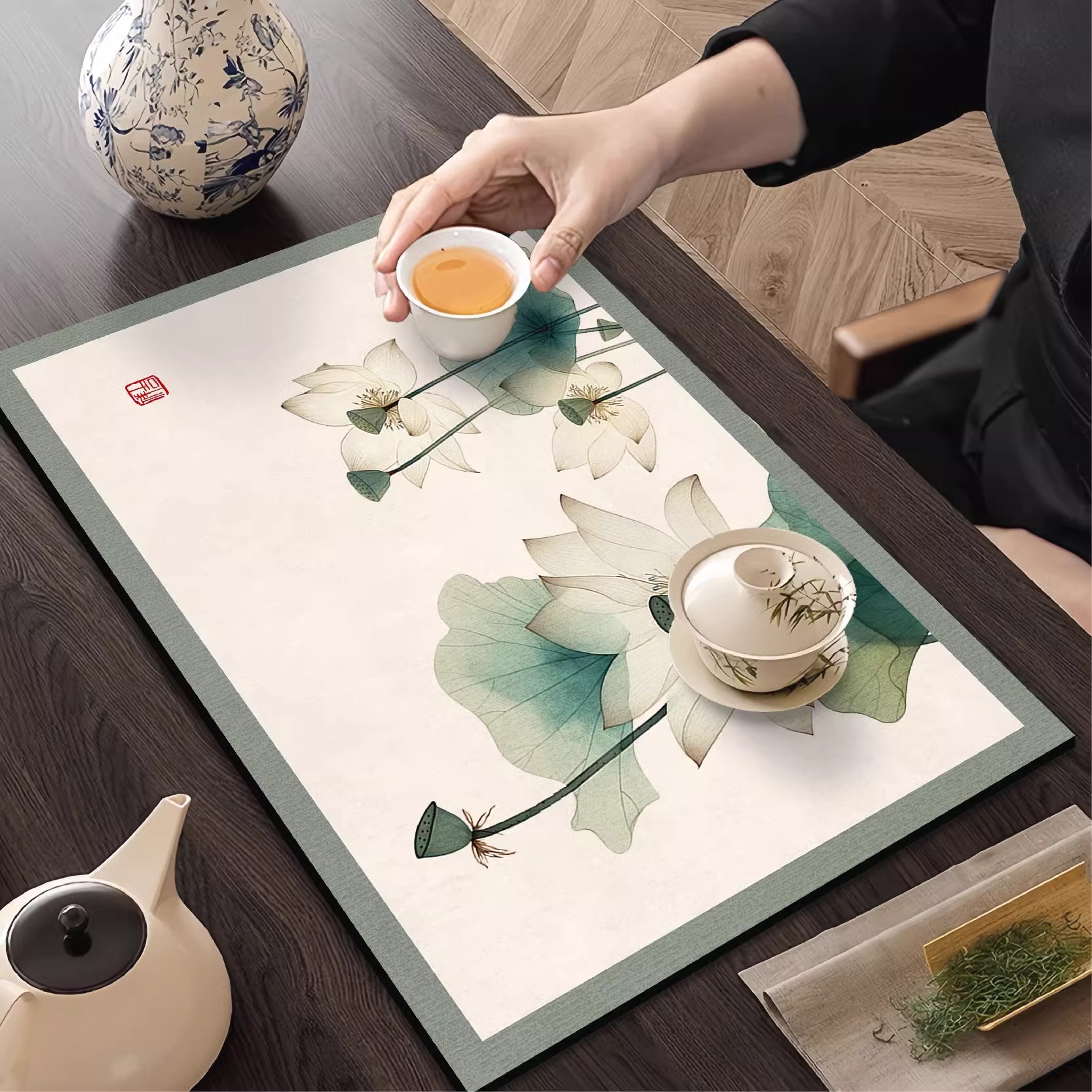 碗垫沥水垫复古台面家用速干茶垫碗碟隔热防水桌面防烫垫防油免洗