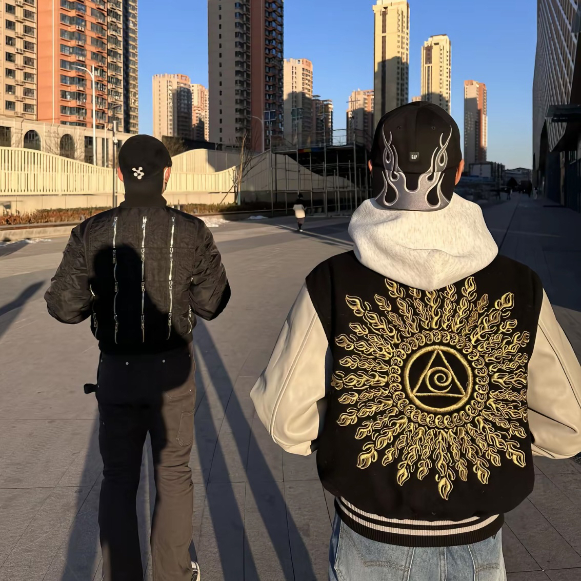 太阳光明之眼刺绣棒球服Stu自主美式高街vibe风外套夹克男短款潮