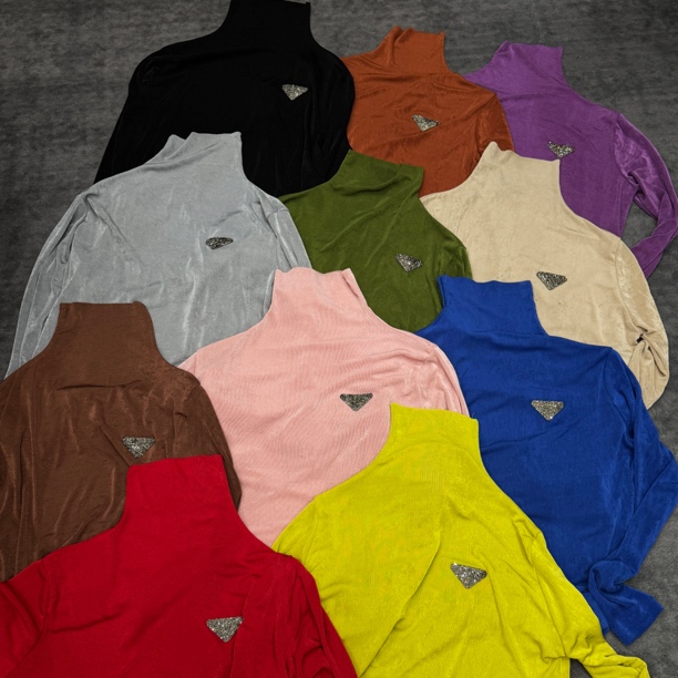 超大弹力半高领宽松大版彩色时尚打底衫