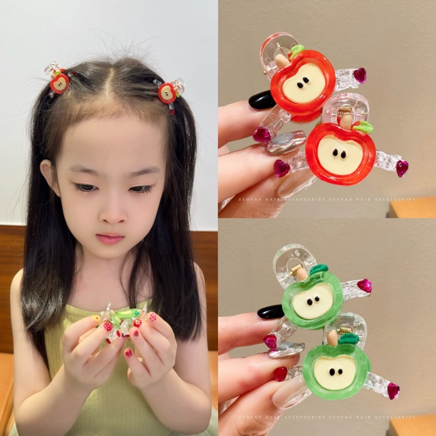 可爱苹果小号抓夹刘海夹发抓前额碎发夹子边夹少女发饰