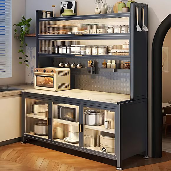 高端客厅厨房餐边柜2026新款网红多功能餐边柜靠墙一体柜轻奢