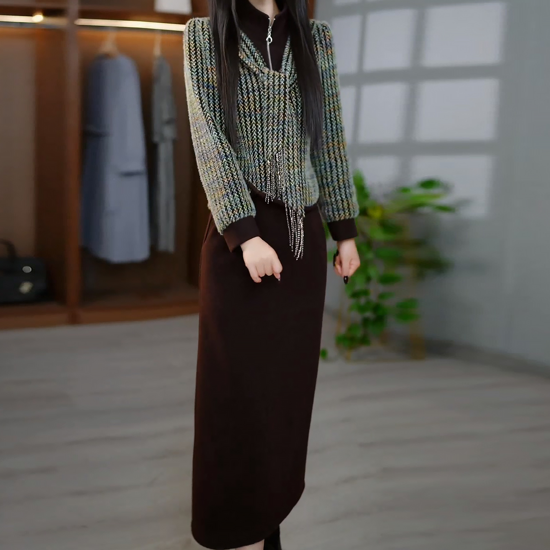 小香风显瘦女装秋冬新款套装两件套高级韩版半身裙外套气质毛呢