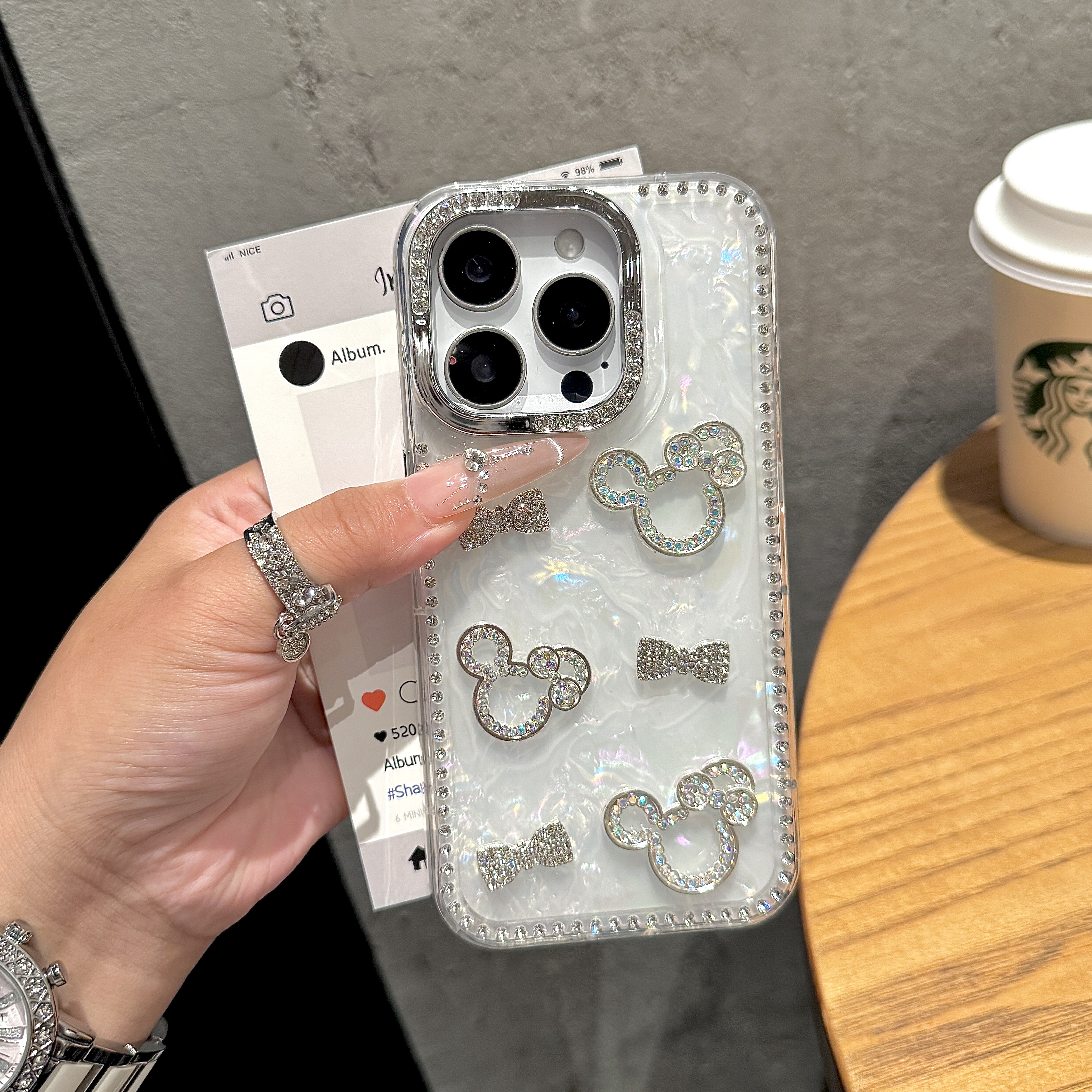 【相机AI按键】适用苹果16promax手机壳iPhone15水钻蝴蝶结苹果1413