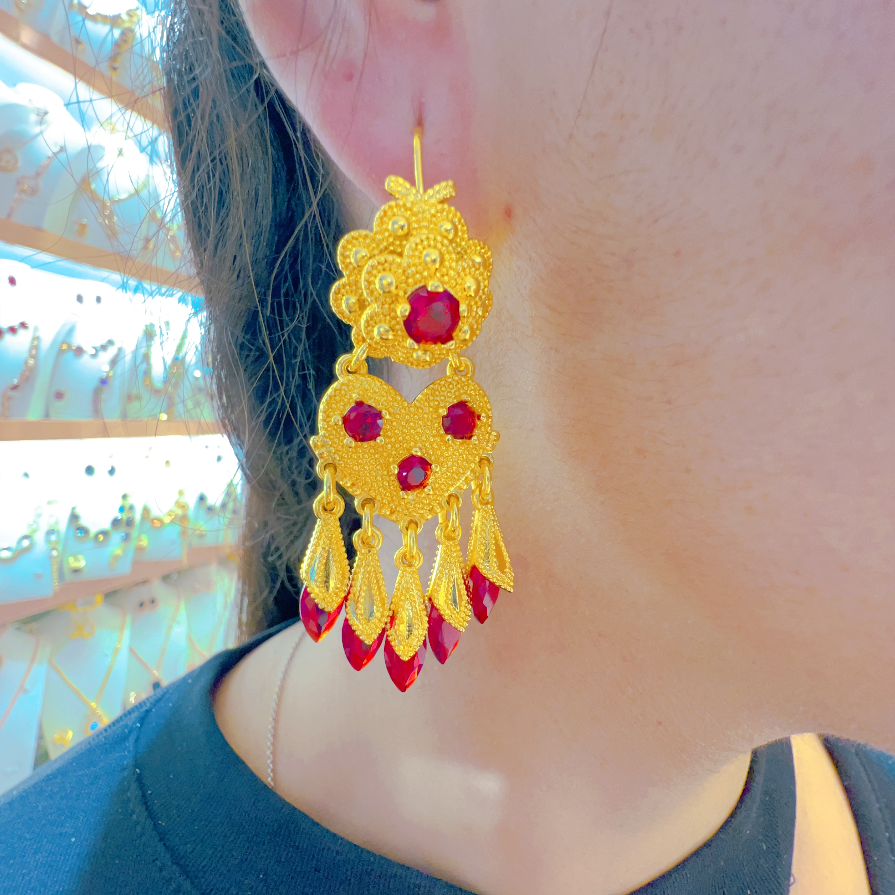 铜合金耳饰 铜合金ئالتۇنپاسون耳环时尚长款气质百搭民族风精美