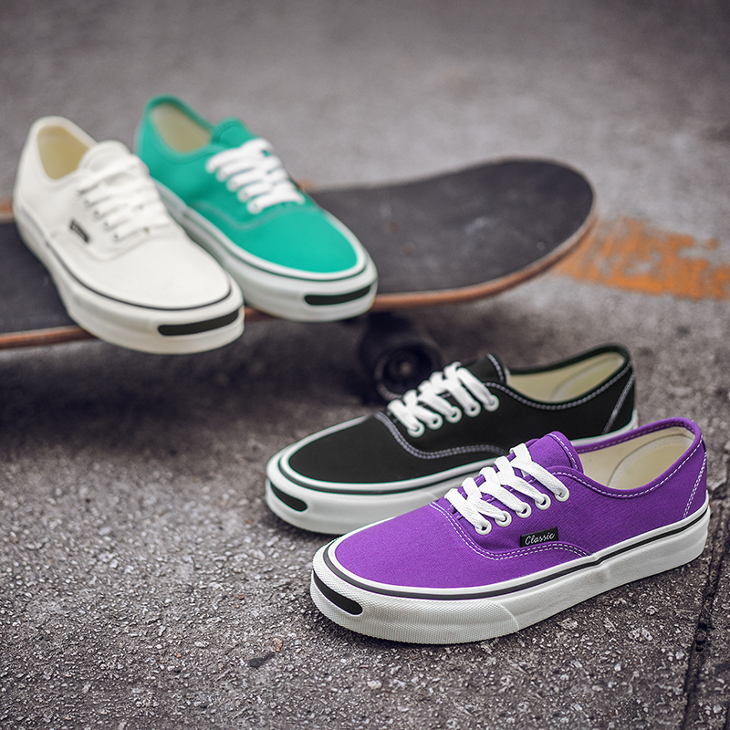 debu/得步经典帆布鞋春夏季百搭学院风低帮休闲懒人鞋开口笑男女