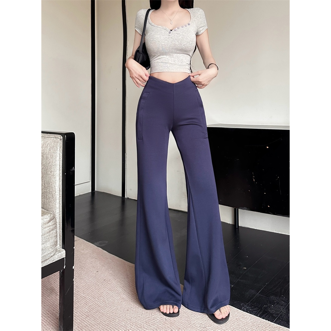 气质宽松垂感西装V腰休闲裤秋季新款显瘦直筒拖地长裤子