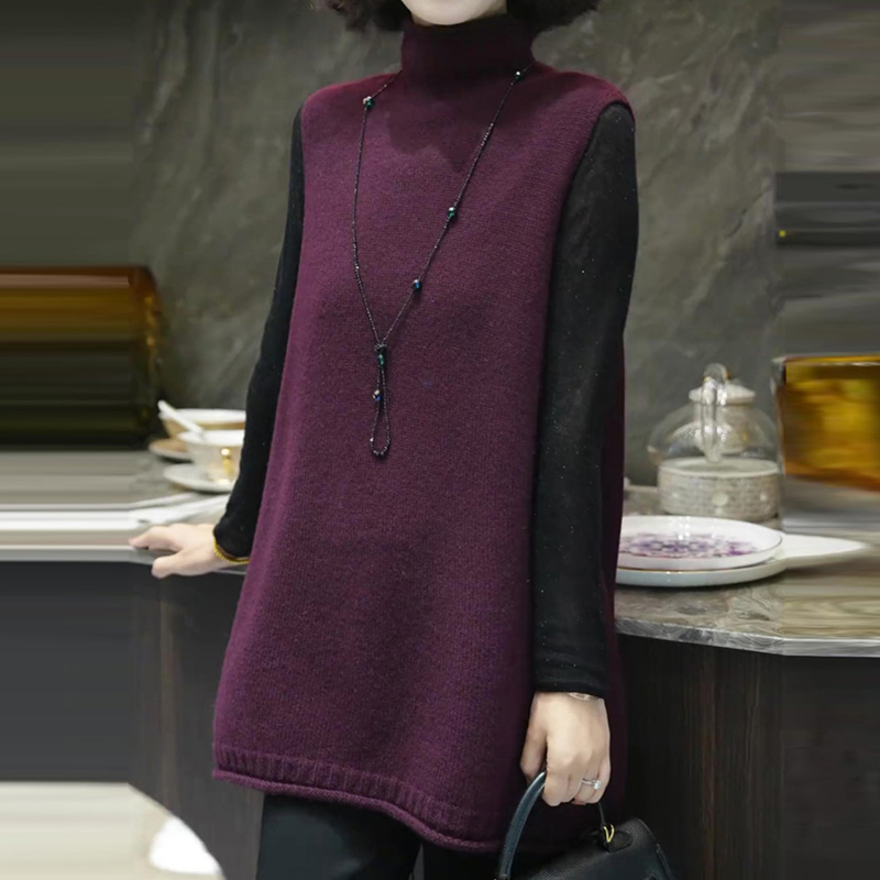 M810新款百搭小众设计感高领针织衫背心女秋冬宽松显瘦上衣