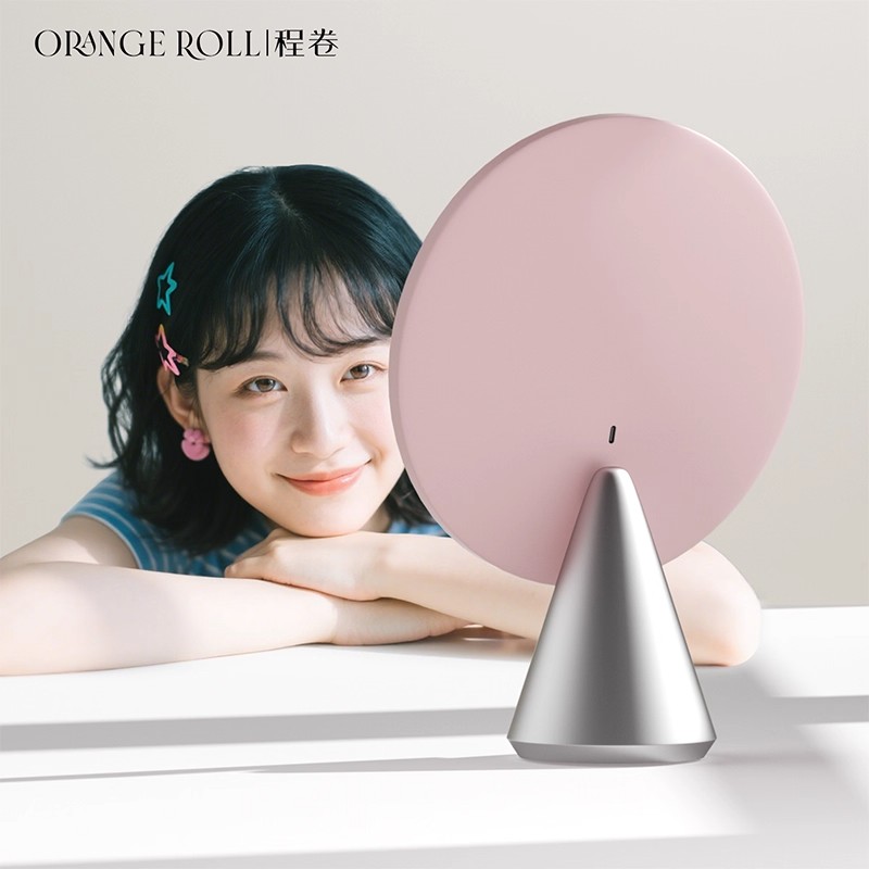 ORANGEROLL化妆镜台式LED带灯高清家用智能梳妆镜桌面美妆大圆镜