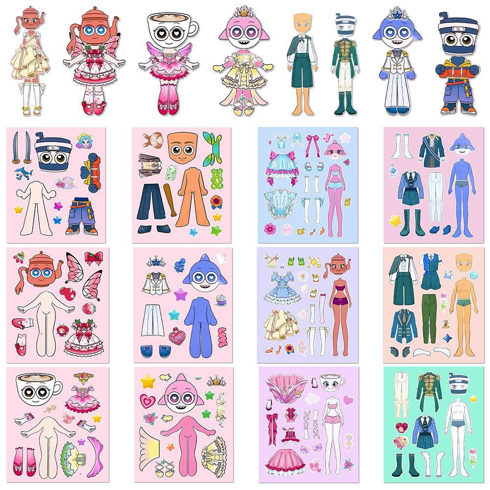 长大款山海经换装贴纸趣味拼贴贴纸儿童手工DIY贴纸