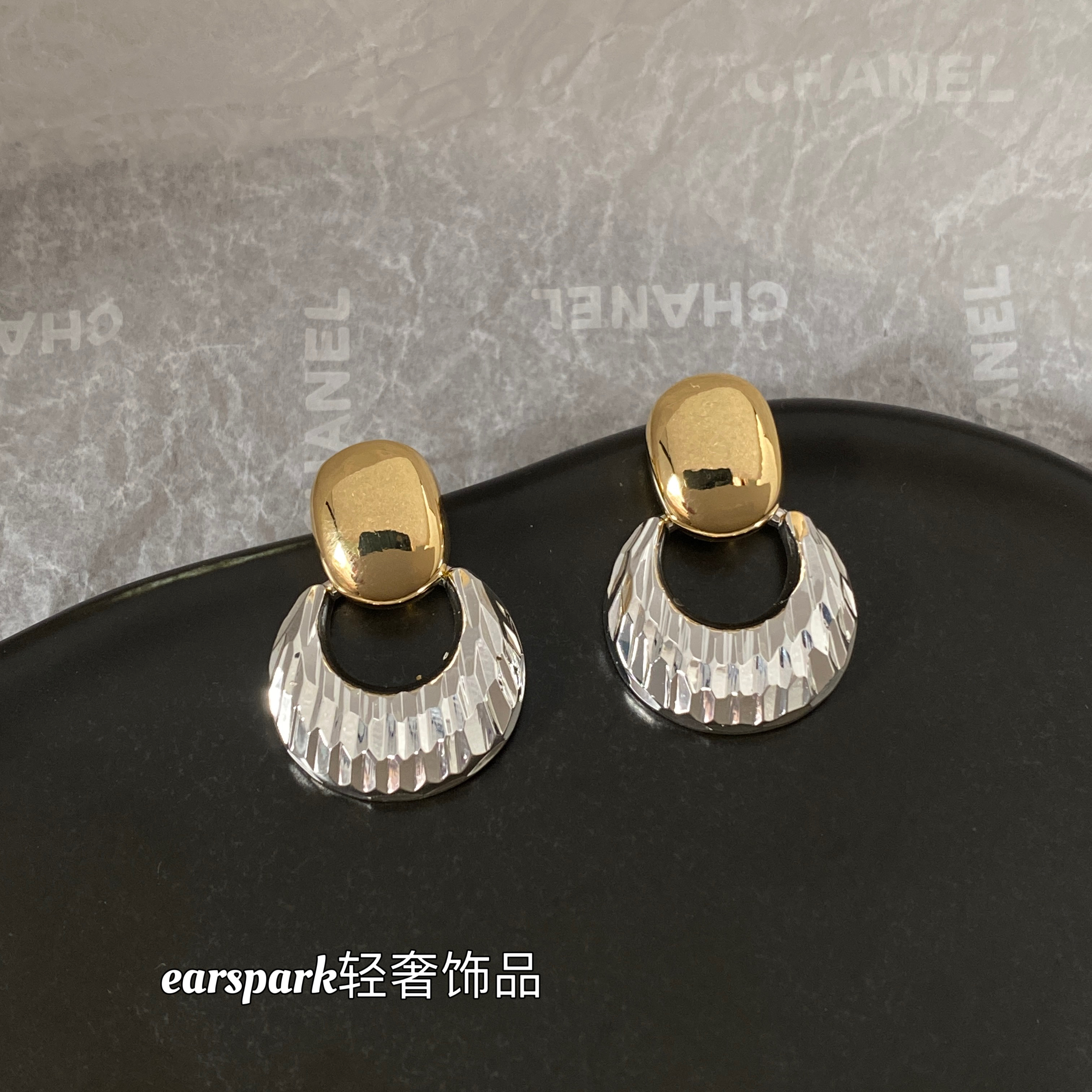 EarSpark 黄铜耳饰 【鎏光】耳钉S925银针时尚百搭气质轻奢设计感