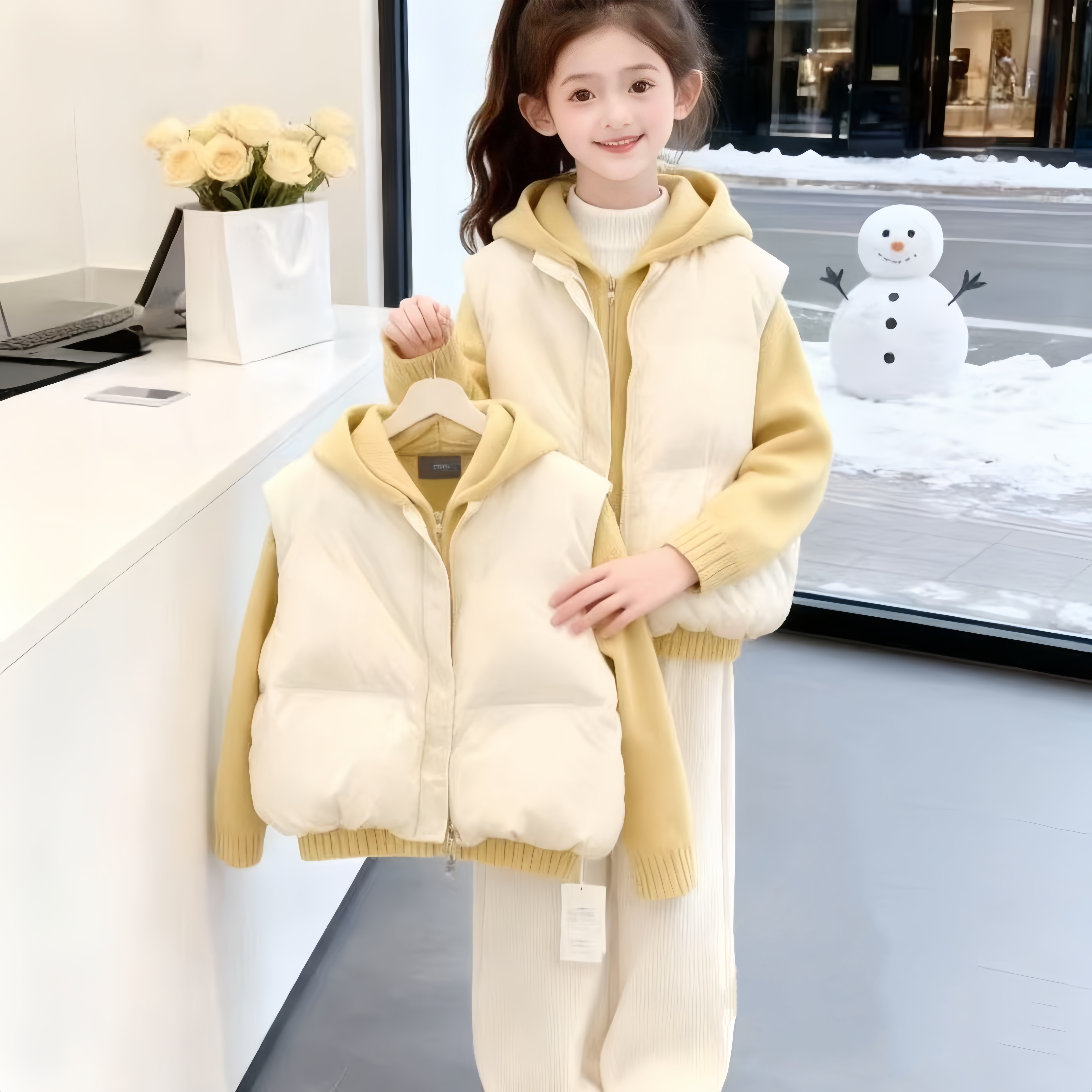 女童套装冬季2025套装百搭厚款秋冬韩版女童休闲风保暖三件套