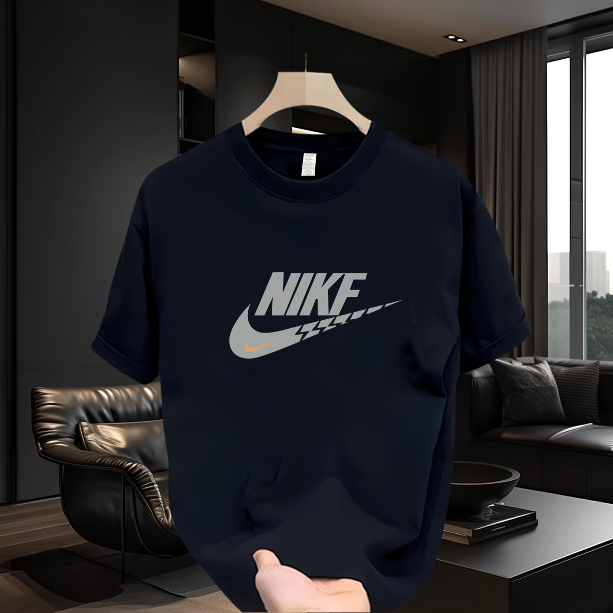 休闲运动纯棉短袖上衣2025夏季男士T恤潮流百搭宽松印花圆领时尚