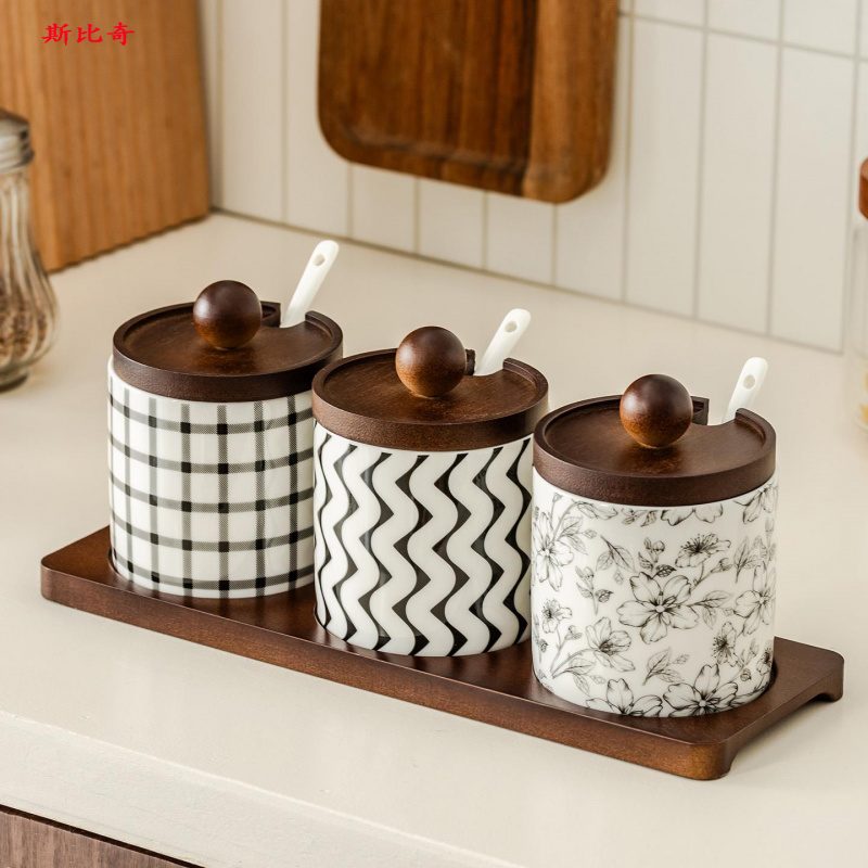 Sibiqi厨房家用调味盒高端新款装盐罐2025年新款陶瓷调味罐调味罐