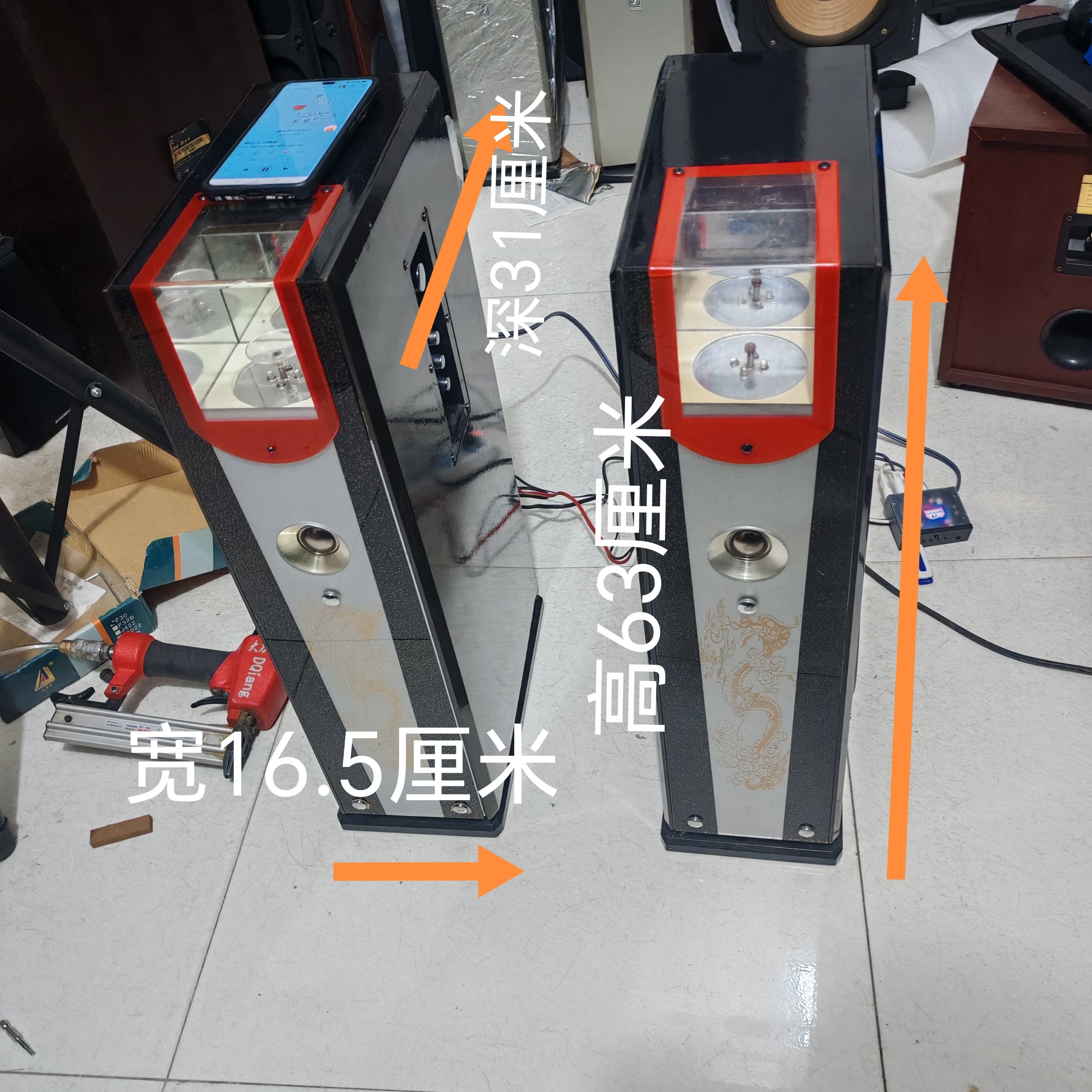 9新  不包运费8寸两分频有源音箱一对工作正常