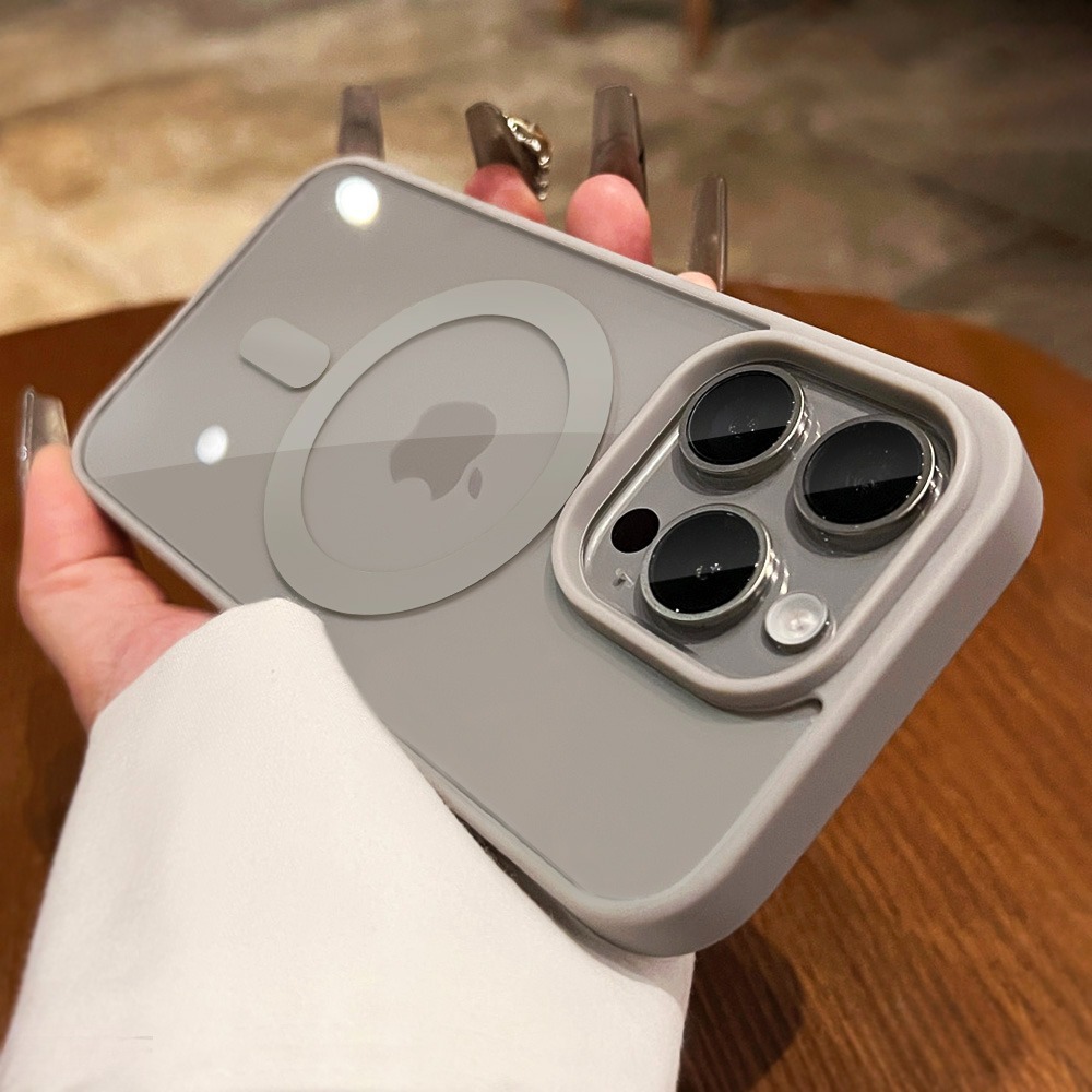 适用iPhone16磁吸手机壳马卡龙15promax防摔硬保护套透明简约