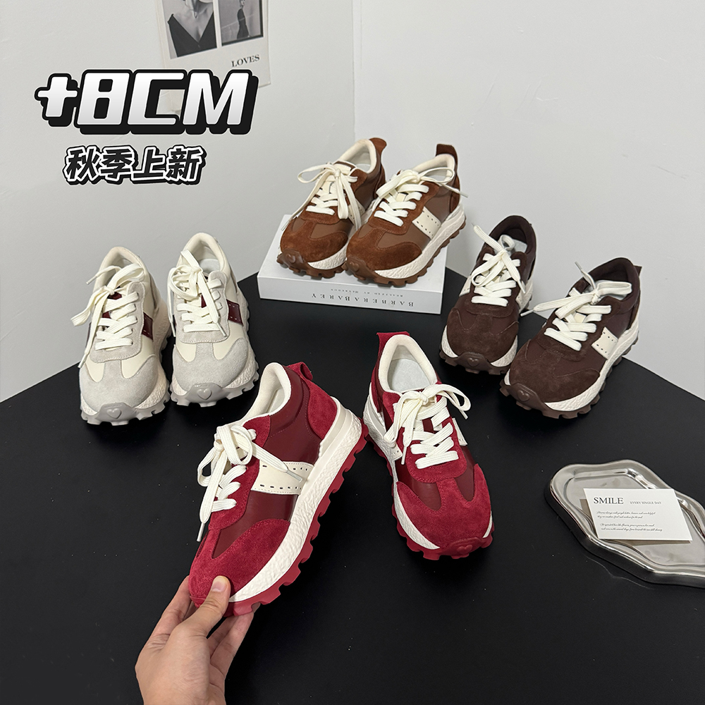 范小洛小个子内增高德训鞋女鞋2025新款秋季休闲鞋厚底运动阿甘鞋
