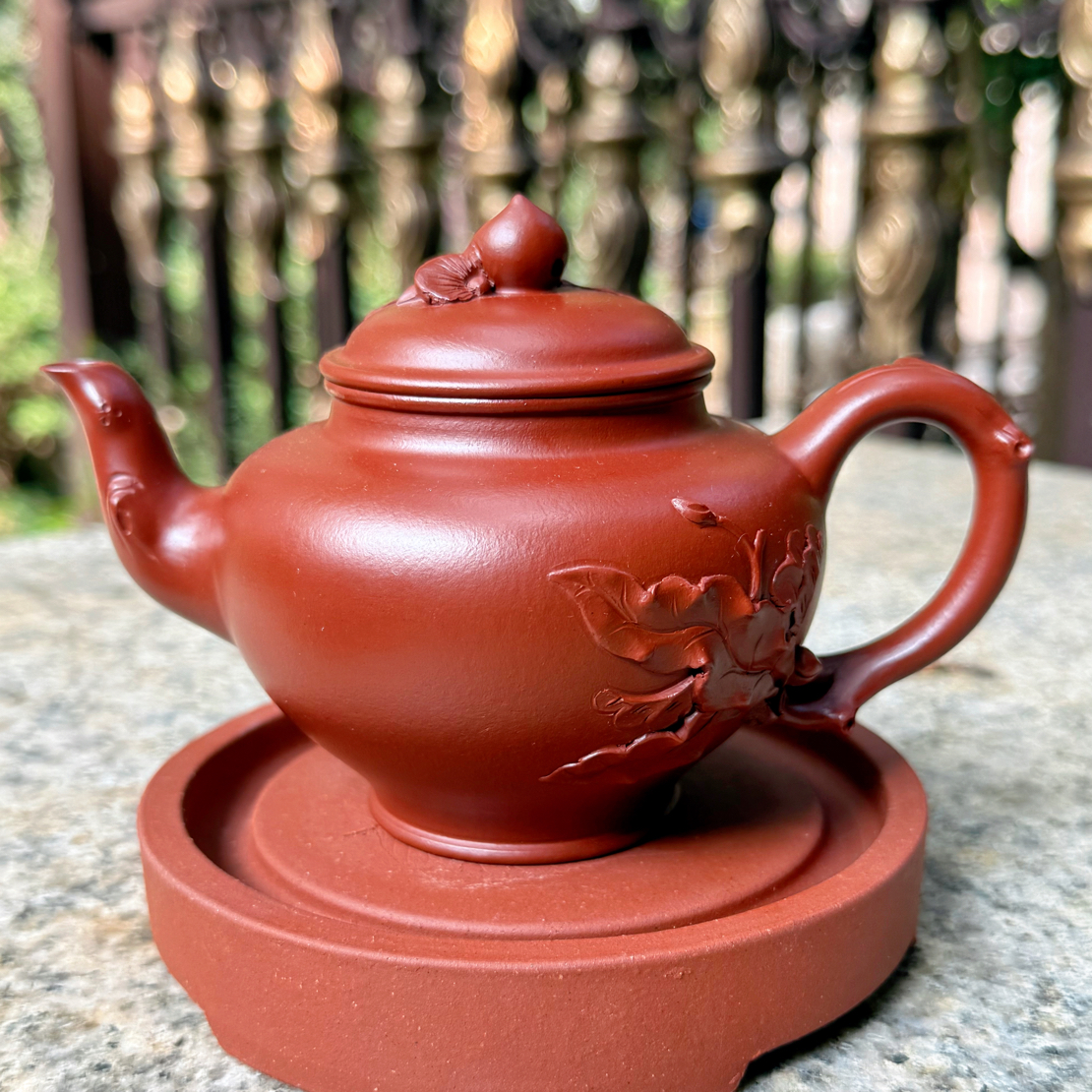 黄龙山朱泥全手工花器桃报春高工260毫升大容量