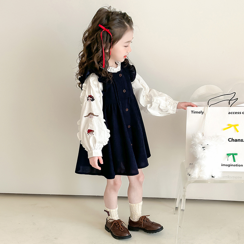 英国MK&DK女童裙子套装秋装2025新款儿童洋气秋季连衣裙两件套
