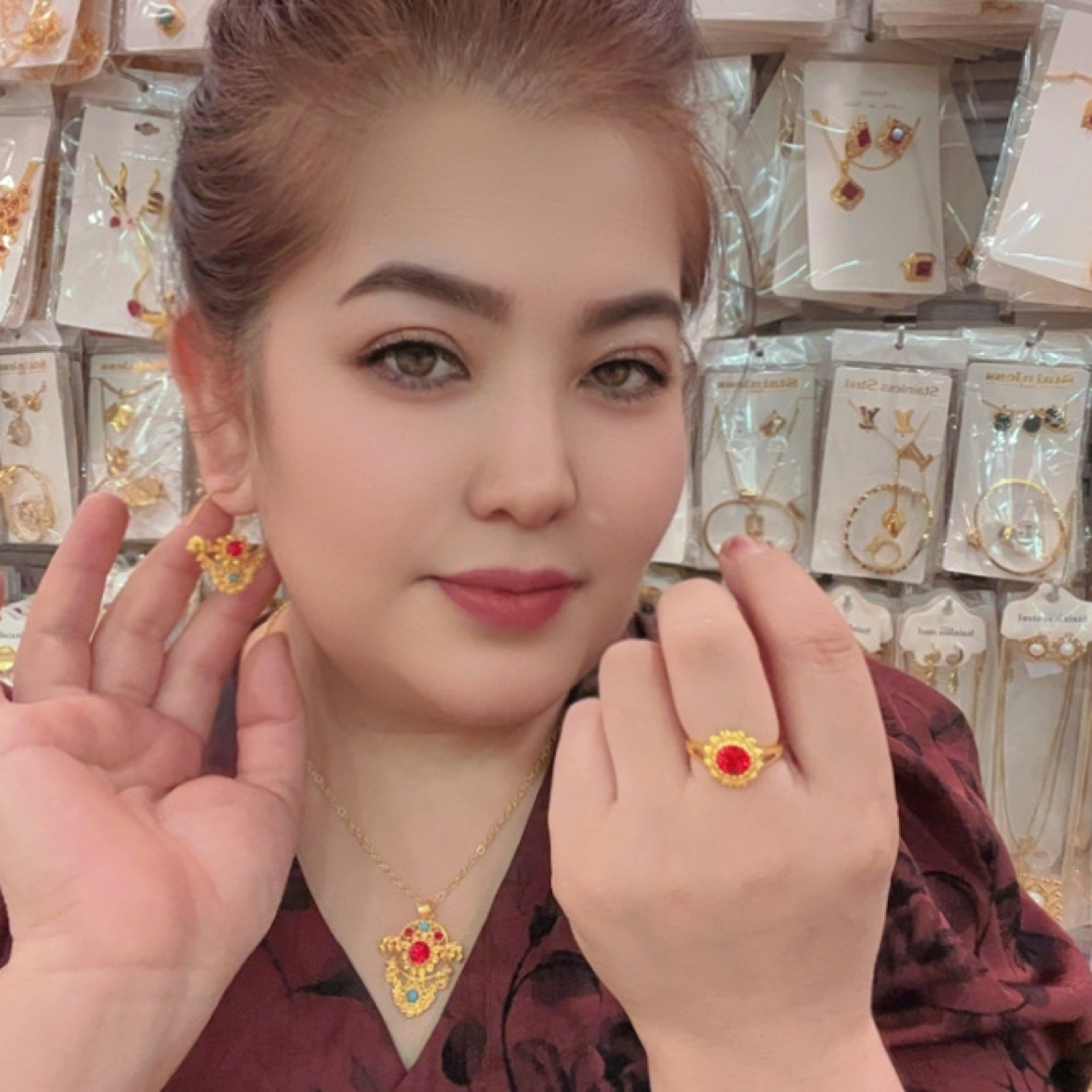 铜合金亚克力耳饰 新款时尚金子同款一整套altun pasun包邮个性