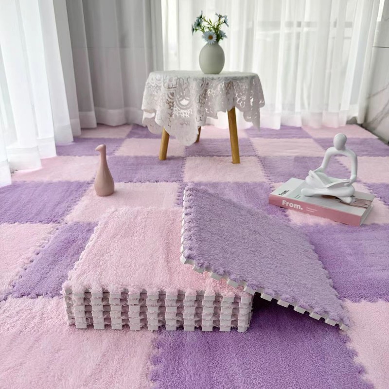 毛绒拼接地垫加厚拼接地毯泡沫飘窗床边卧室客厅加绒少女大面积TJ