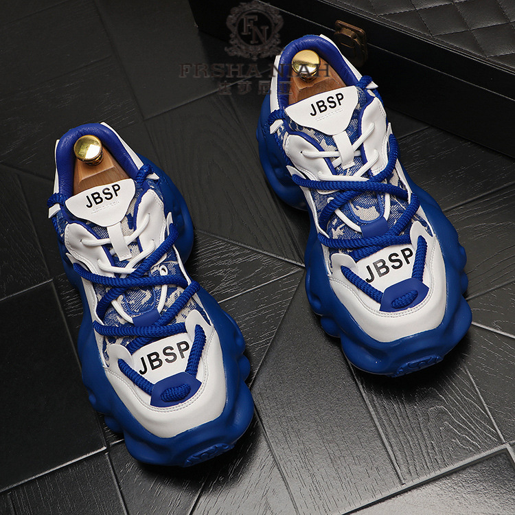 法莎尼亚新款拼色个性休闲透气百搭潮流软底轻便潮流百搭老爹鞋男