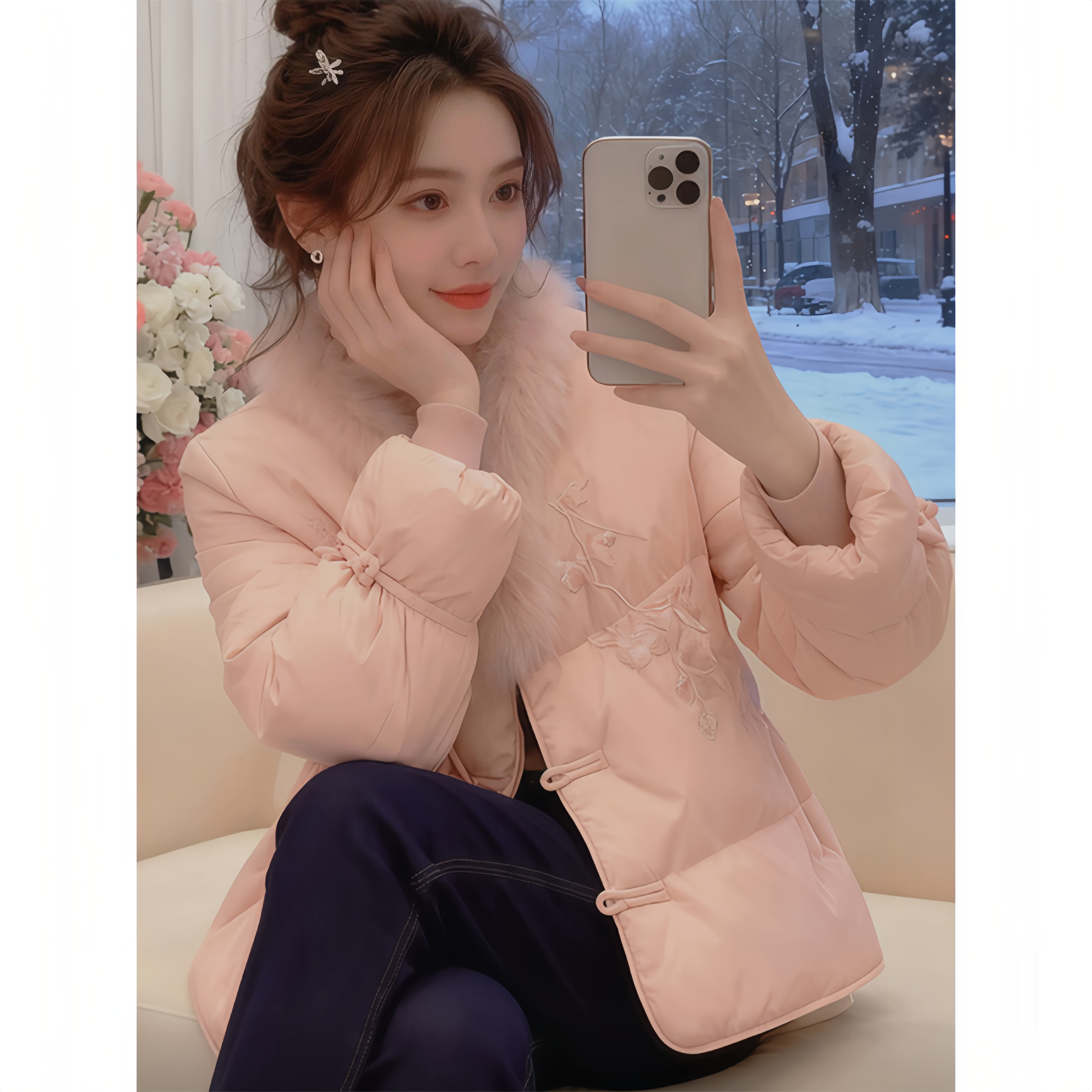 新中式国风刺绣棉服女冬新款高级感保暖外套女