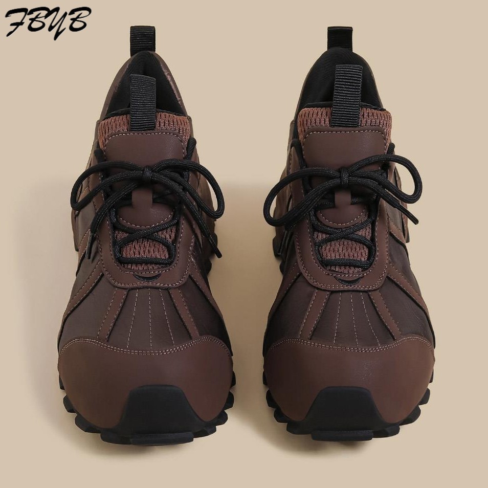 FBYB2025秋冬季新款厚底老爹鞋女棕色炸街轮胎运动鞋内增高阿甘休