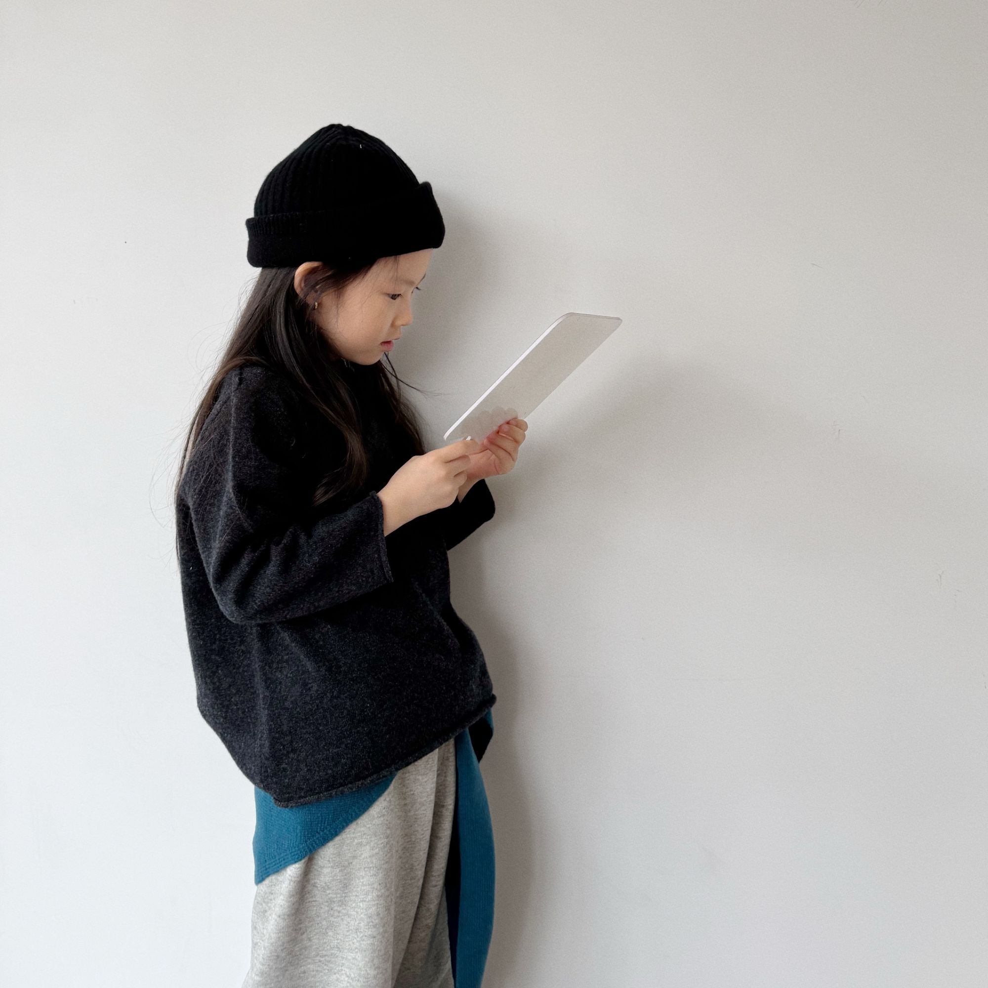 miniwhy亲子童装 | 高级灰调~随性卷边美丽诺羊毛衫针织上衣 25冬