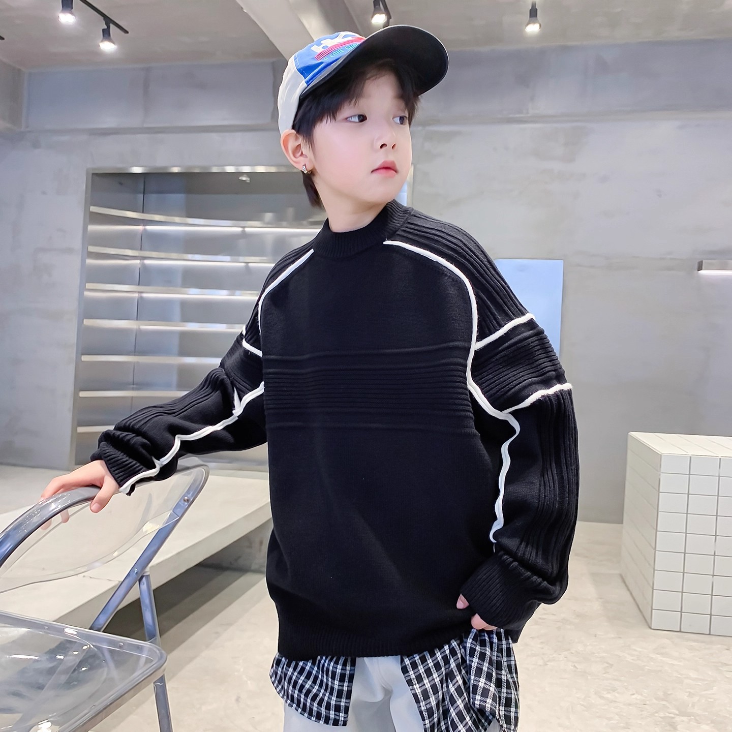 男童秋冬款毛衣2025新款中大童冬装男孩冬季套头儿童内搭毛线上衣