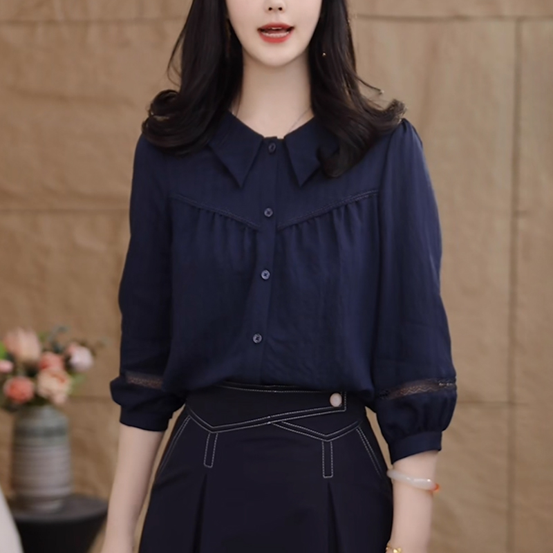 高级感洋气亚麻衬衫女士2025夏季新款减龄宽松休闲显瘦娃娃领上衣