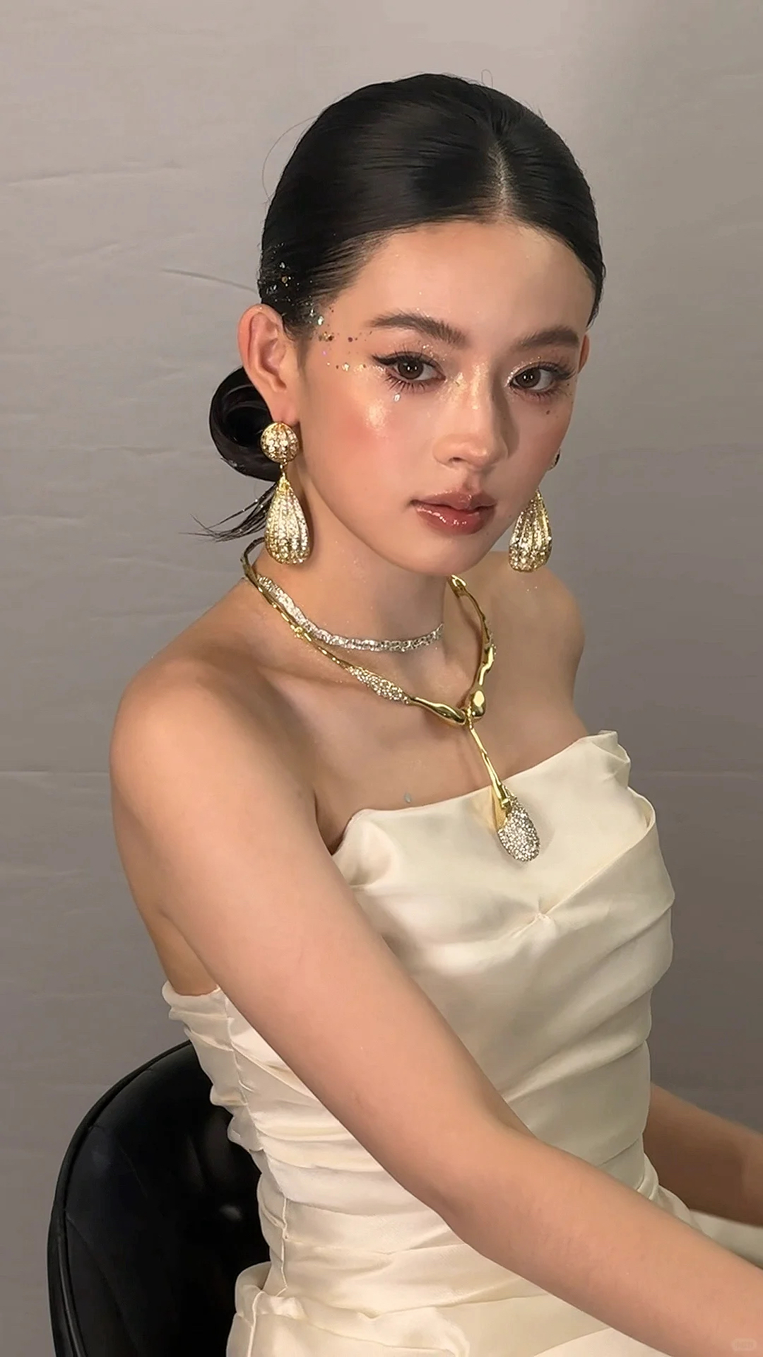 合金仿水晶项链 好柿｜487康康老师同款项链千金感耳环礼服项链