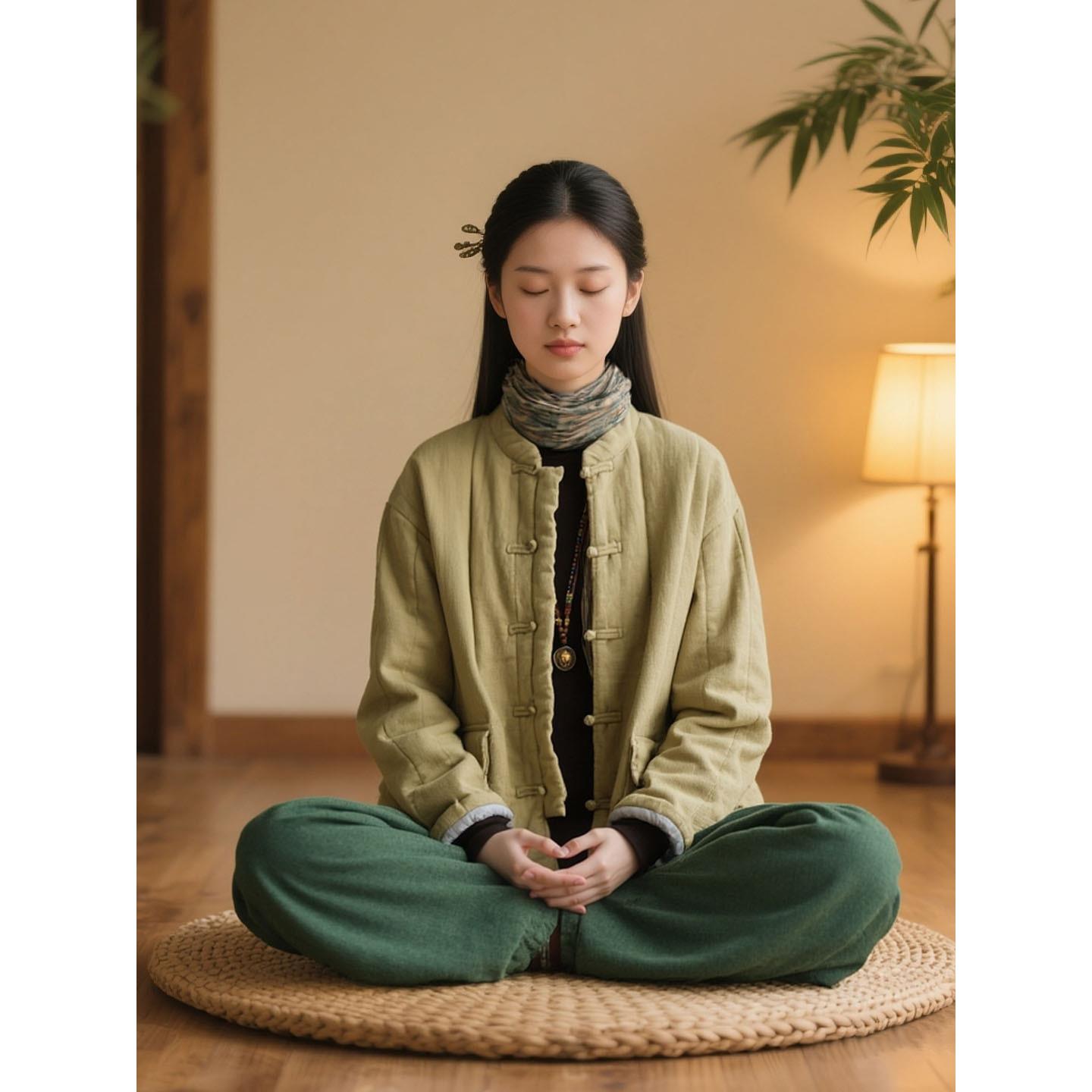 禅意佛系女装棉麻夹棉外套禅修服棉袄中式国风棉衣居士服女款冬季