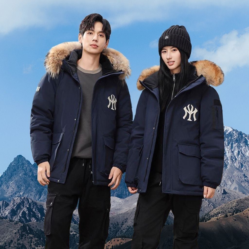 Nlke联名SIE FOAD韩版轻奢貉毛领情侣款加厚工装羽绒服男女同款抗