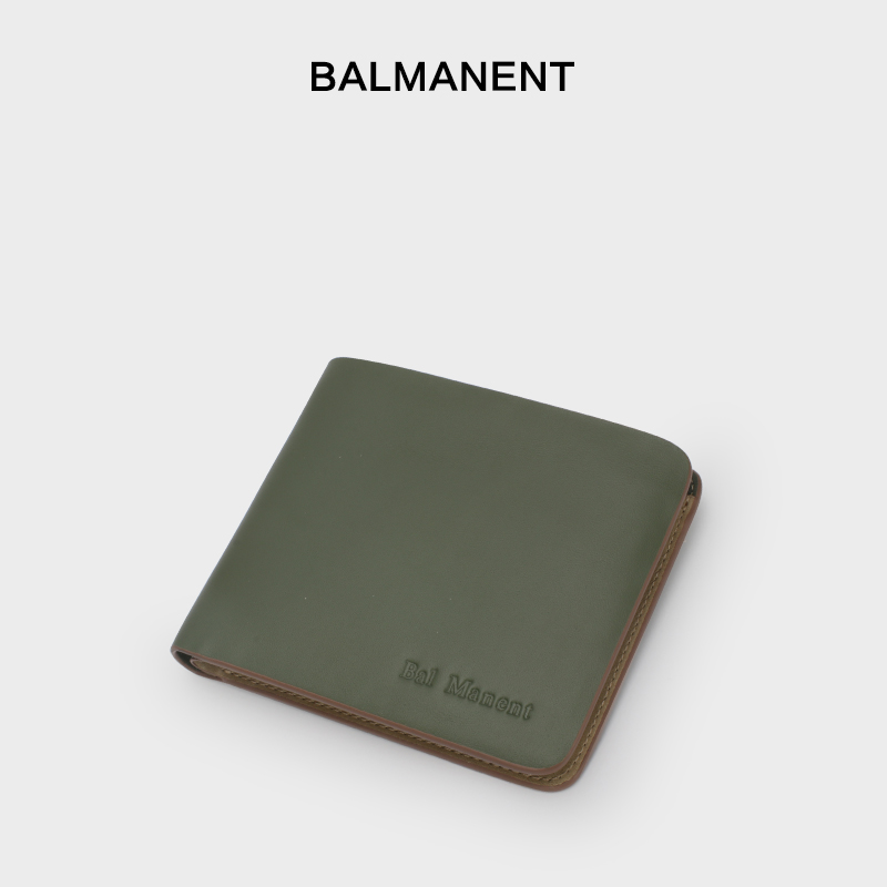 Balmanent男士钱包休闲青年真皮钱夹男短款驾驶证皮夹纯牛皮正品