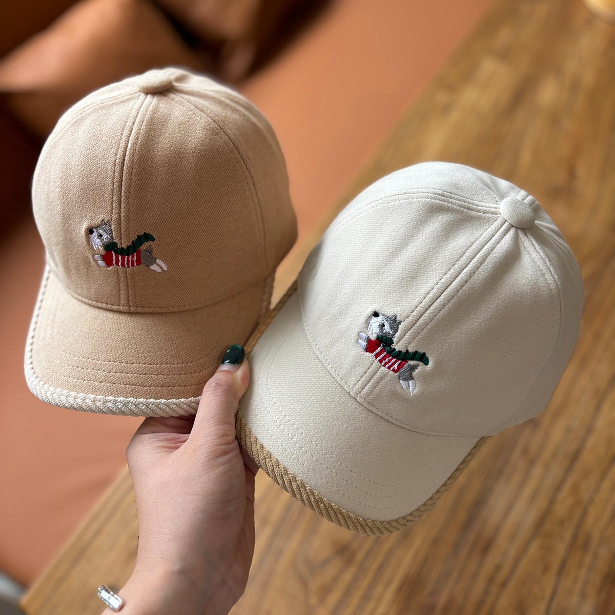 儿童帽子秋冬保暖可爱雪纳瑞卡通棒球帽小狗刺绣男女童宝宝鸭舌帽