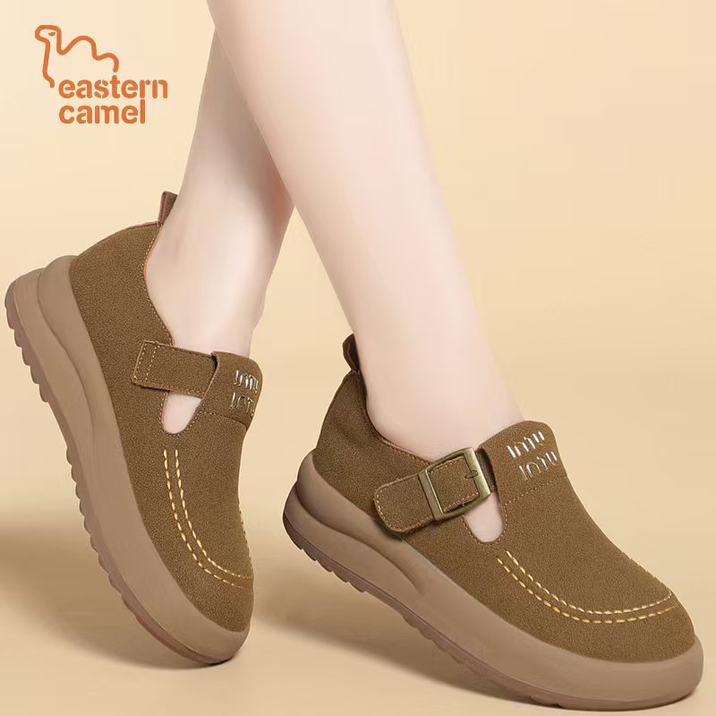 东方骆驼新款勃肯单鞋女士鞋春秋增高厚底休闲乐福鞋百搭款女鞋