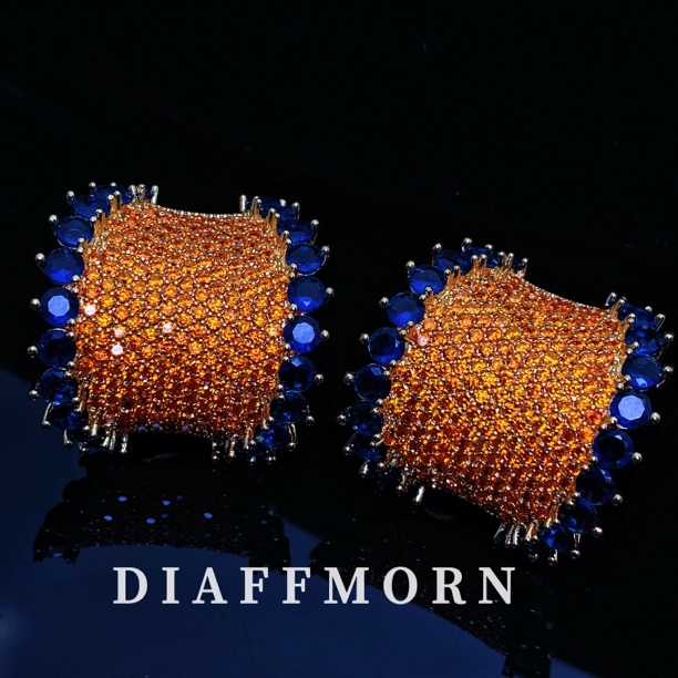 铜合金合成锆石耳饰 DFM《惊艳》重工高级感名媛风百搭耳环