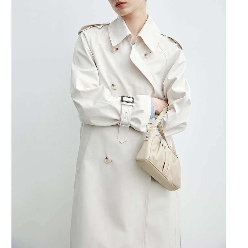 现货 2025秋季长绒棉风衣重工中长款廓形经典版型大衣外套女士春