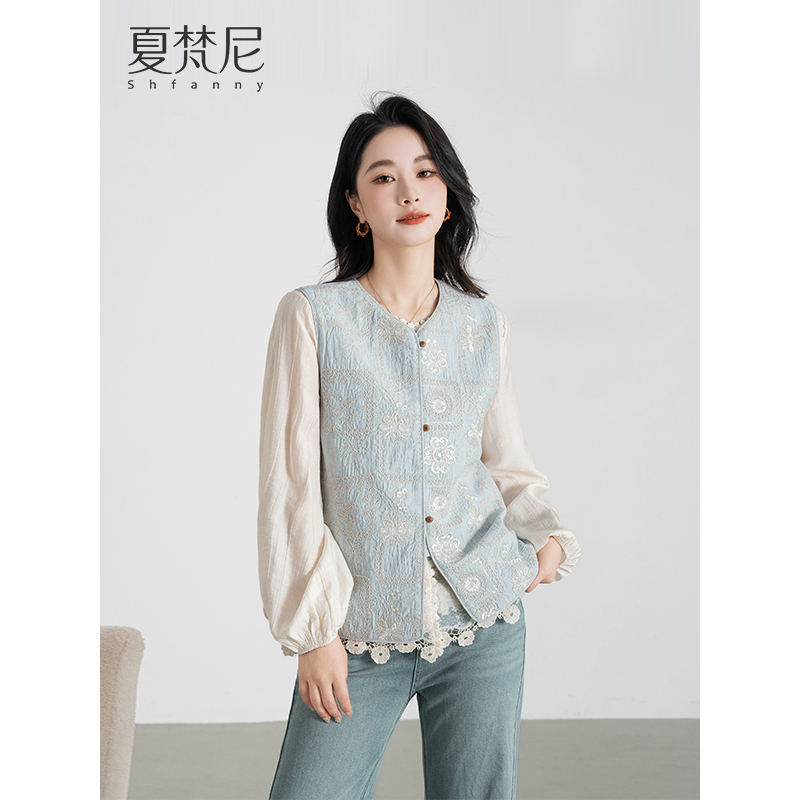 夏梵尼浮月云中新中式百搭马甲女2025新款国风洋气网红款叠穿坎肩