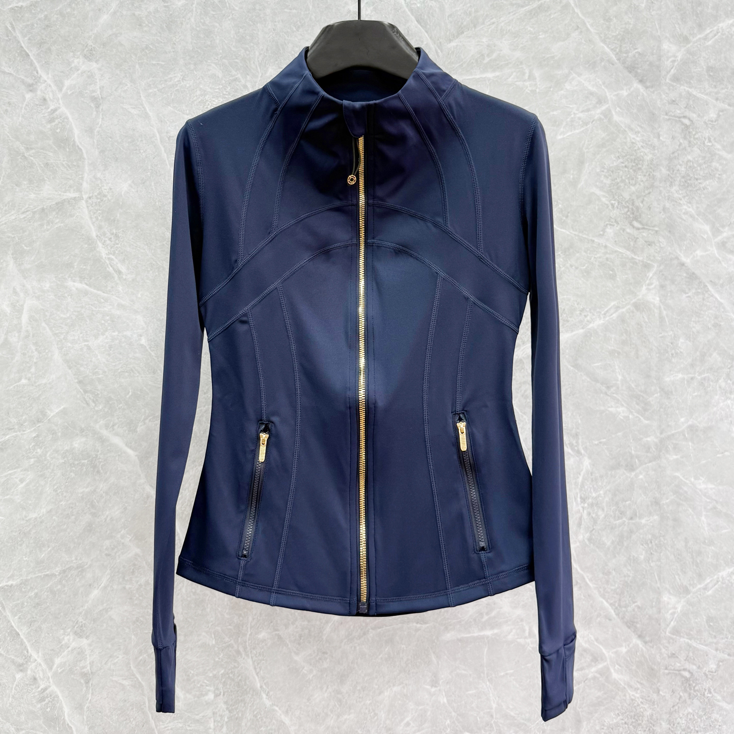 小蛮腰显瘦金属拉链立领长袖运动瑜伽外套高端专业健身衣露露同款