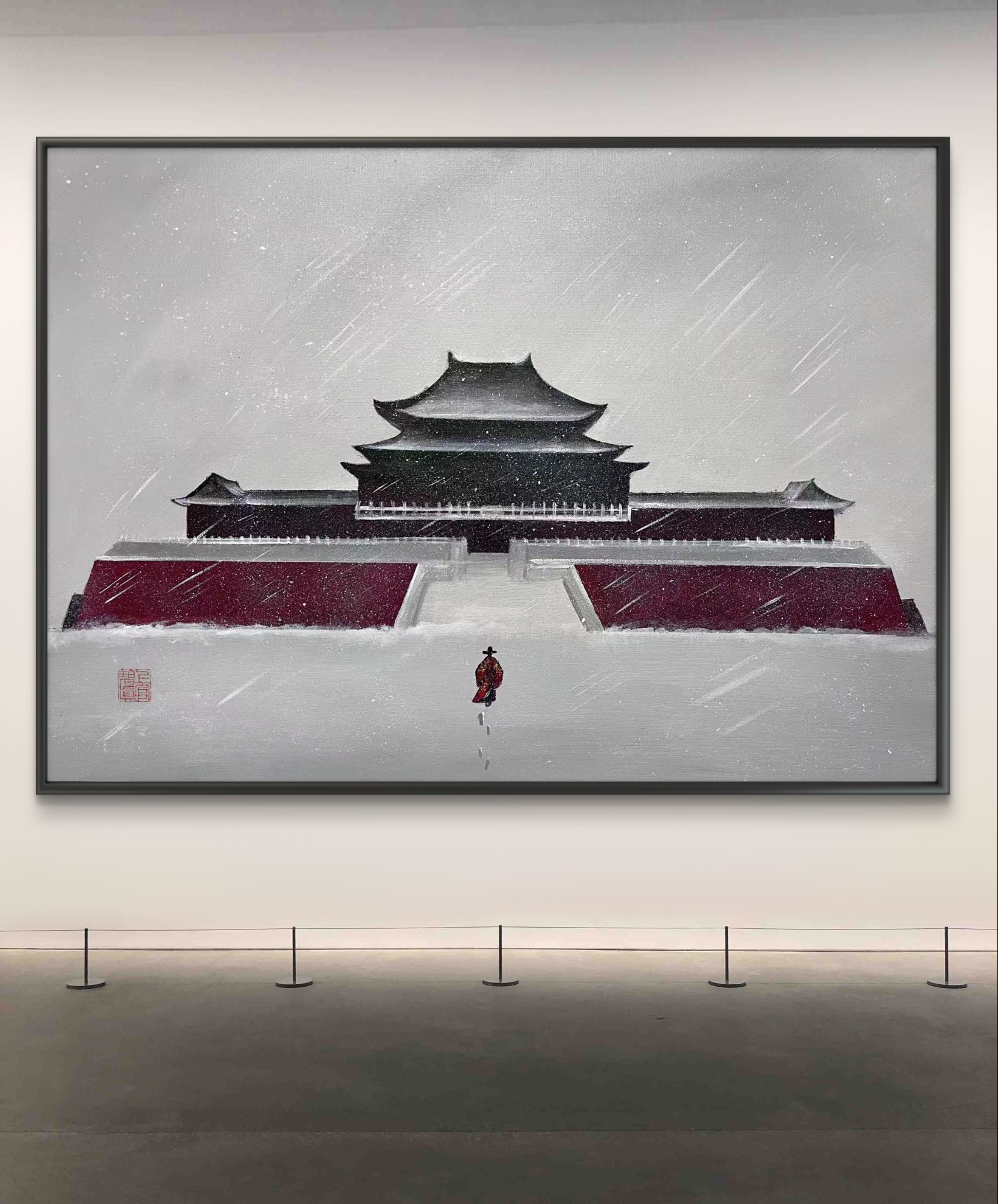 装饰挂画高清《张居正雪中独行》明朝那些事儿当年明月水墨画丙烯画