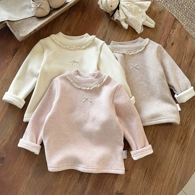 女童加绒加厚一体绒打底衣儿童保暖上衣女宝宝洋气百搭秋冬款内搭