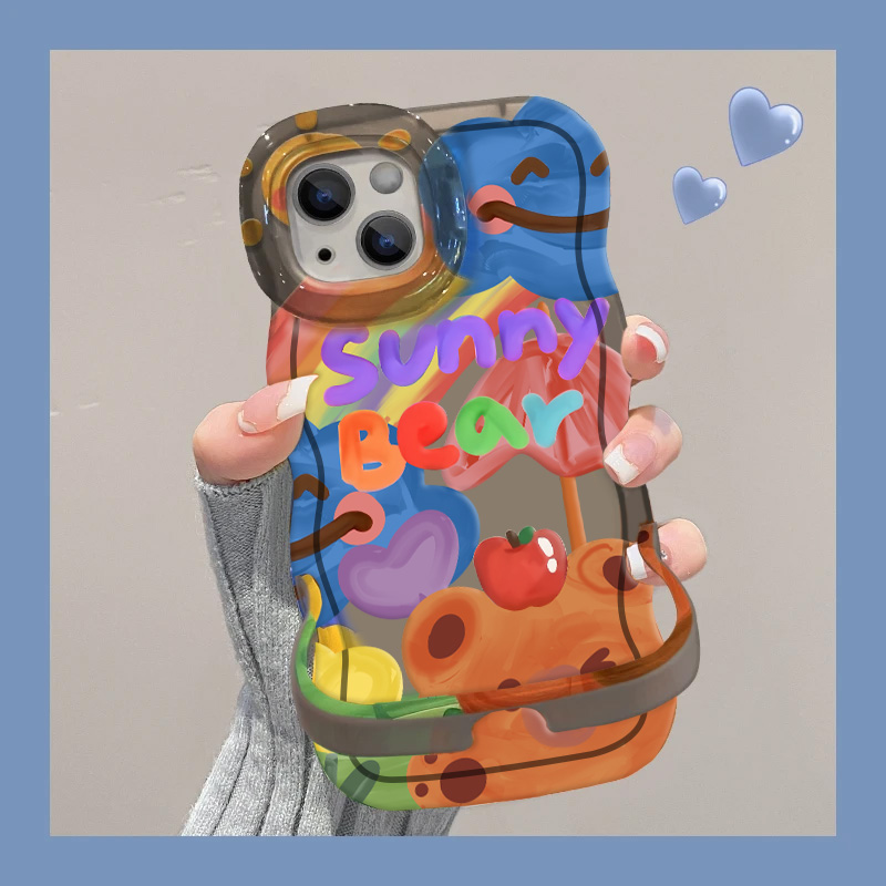 欧克里里满屏涂鸦熊适用iPhone16/15promax双支架手机壳苹果13/14