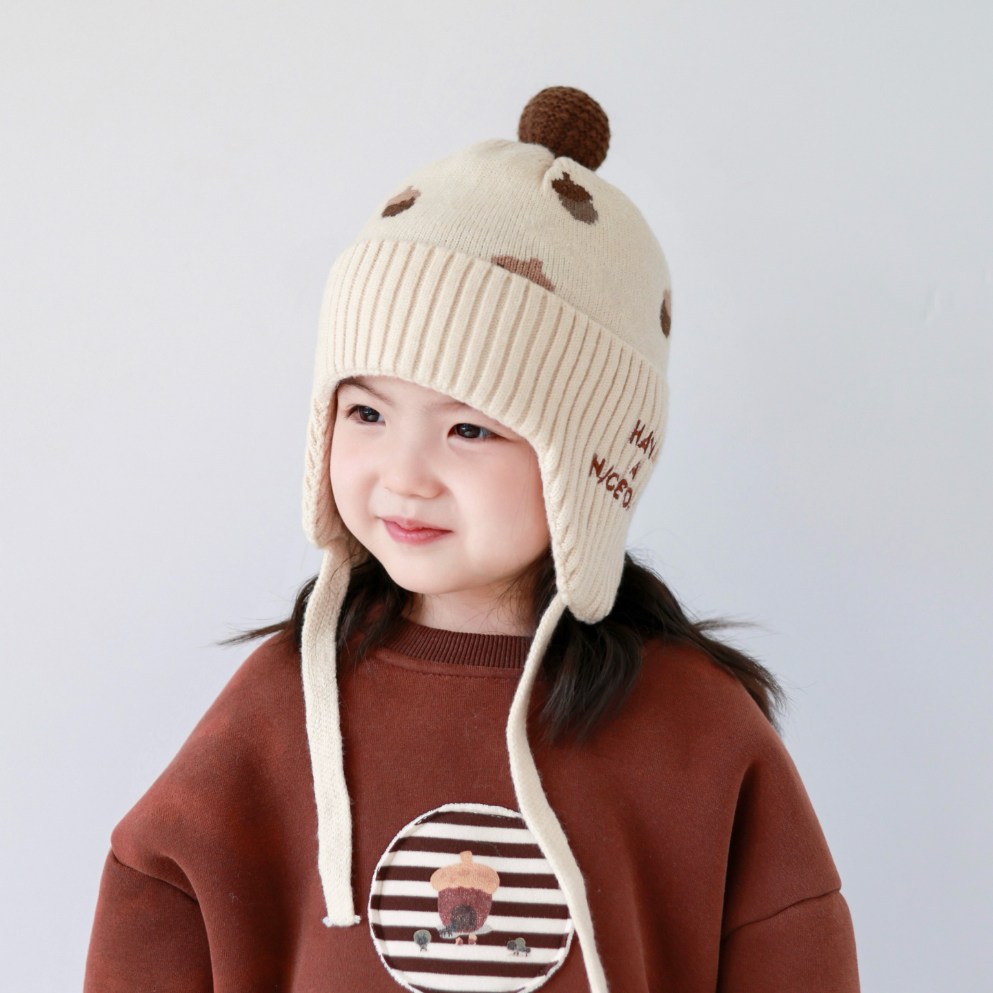 儿童帽子秋冬季可爱女童保暖毛线帽卡通男宝宝加厚防风护耳针织帽
