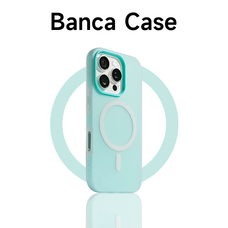 BANCA浅蓝肤感果冻磁吸适用苹果16/15手机壳mate60华为P70小米14