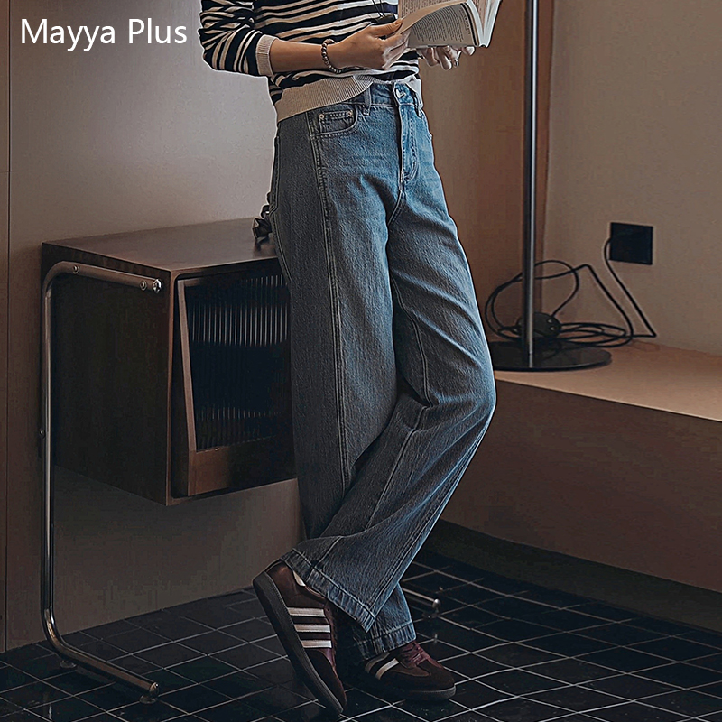 【漫画牛仔】Mayya Plus麦芽定制高腰百搭休闲直筒牛仔裤子32536561