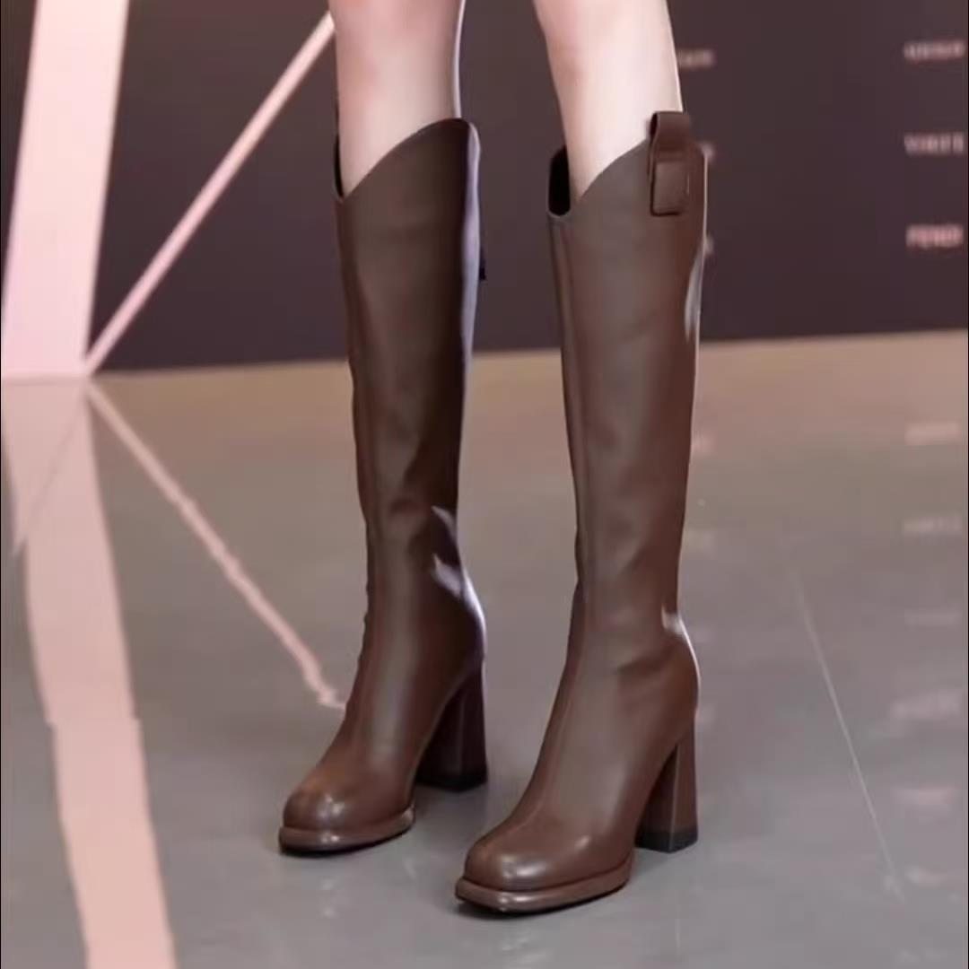 【AIOSC品质】欧美时尚气质长筒靴女2025秋冬新款高跟百搭瘦瘦靴