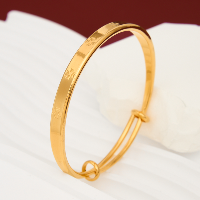 铜合金手镯 窄版饰品时尚简约磨砂雕花实心。不掉色推拉手镯镯子